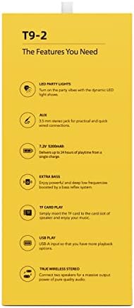 W-KING Loud Bluetooth Speakers with Subwoofer, 80W Party Portable Outdoor Speakers Bluetooth Wireless -Deep Bass, Huge 105dB Sound, Mixed Color Lights, 24H Play, AUX, USB Play, TF Card, Non-Waterproof - Image 11