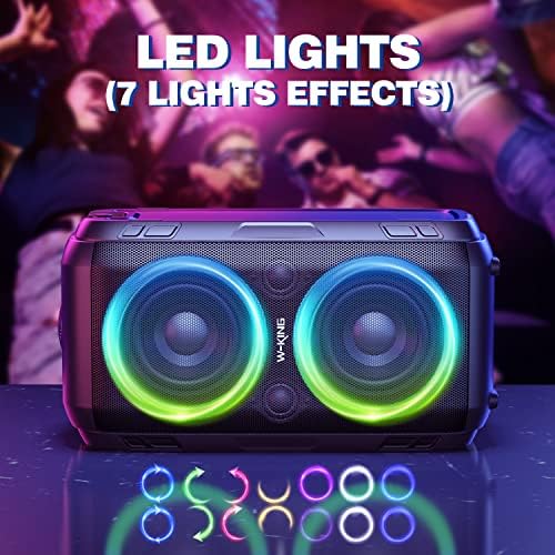 W-KING Loud Bluetooth Speakers with Subwoofer, 80W Party Portable Outdoor Speakers Bluetooth Wireless -Deep Bass, Huge 105dB Sound, Mixed Color Lights, 24H Play, AUX, USB Play, TF Card, Non-Waterproof - Image 6