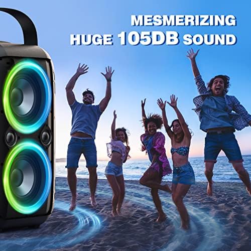 W-KING Loud Bluetooth Speakers with Subwoofer, 80W Party Portable Outdoor Speakers Bluetooth Wireless -Deep Bass, Huge 105dB Sound, Mixed Color Lights, 24H Play, AUX, USB Play, TF Card, Non-Waterproof - Image 3