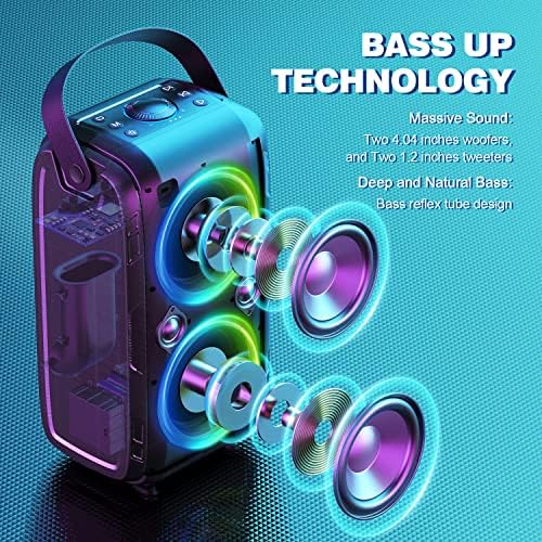 W-KING Loud Bluetooth Speakers with Subwoofer, 80W Party Portable Outdoor Speakers Bluetooth Wireless -Deep Bass, Huge 105dB Sound, Mixed Color Lights, 24H Play, AUX, USB Play, TF Card, Non-Waterproof - Image 2